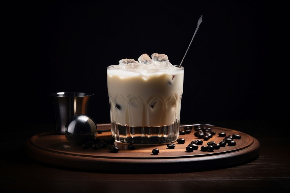 White russian beverage drink cup.