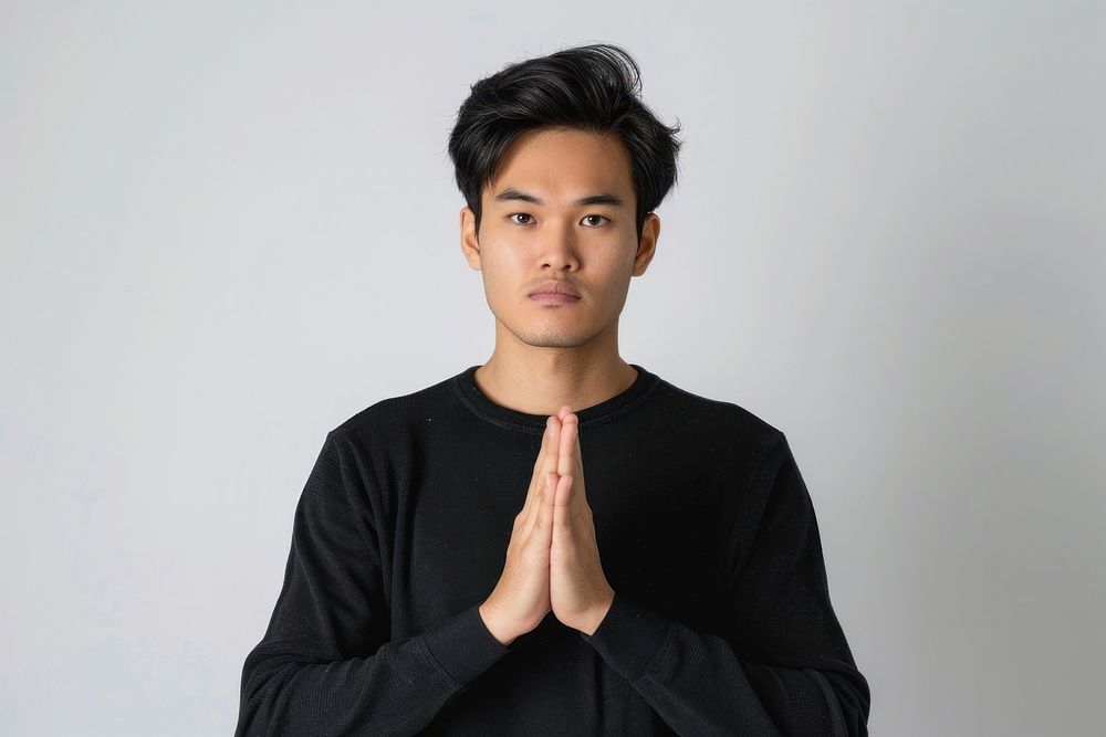 Asian male showing forbid gesture photo photography portrait.