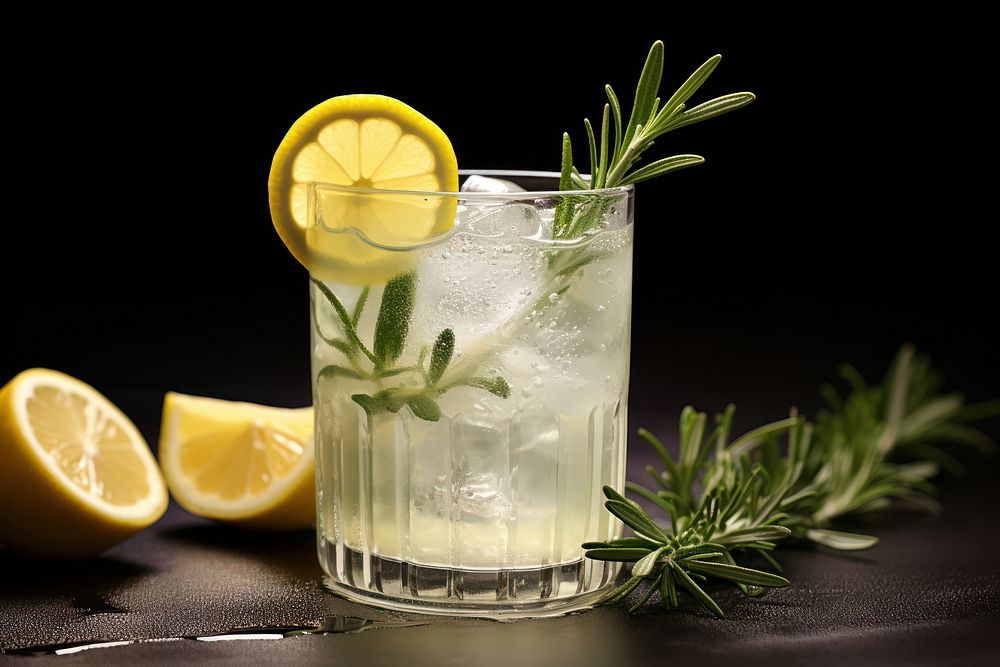 Gin Fizz cocktail beverage lemonade.