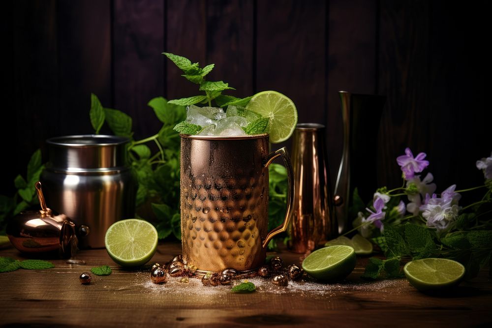Moscow Mule cocktail beverage produce.