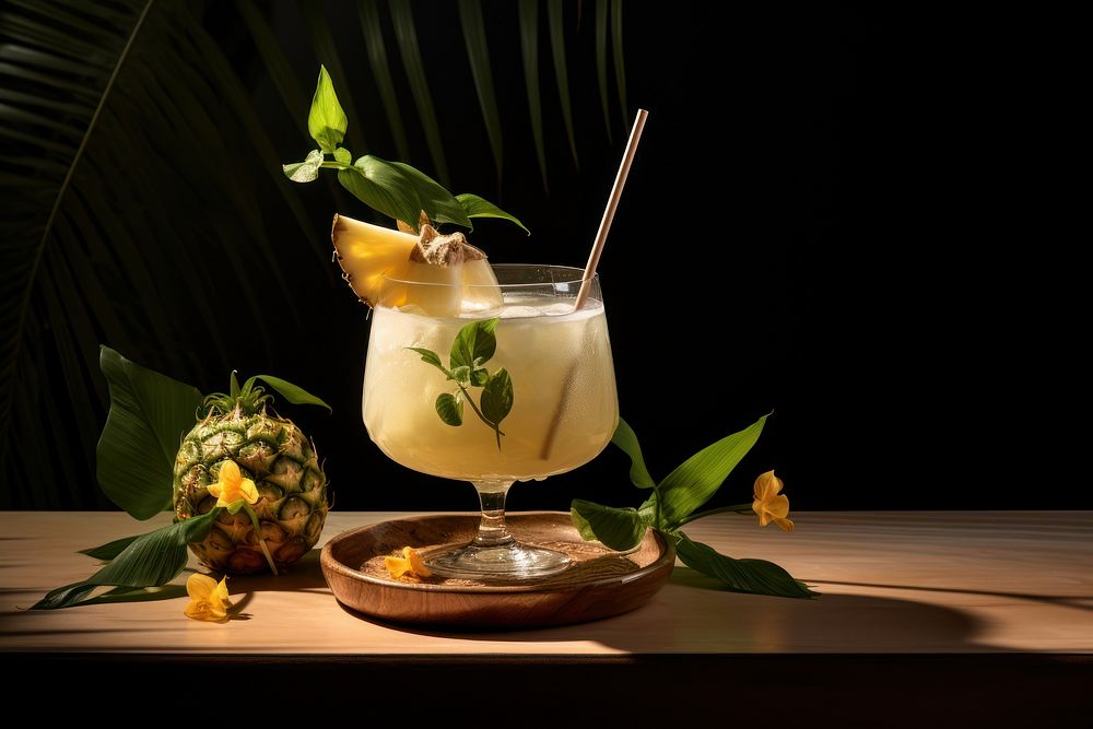 Pina colada cocktail pineapple beverage.