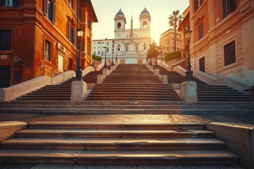 Piazza di Spagna in Rome architecture landmark staircase.