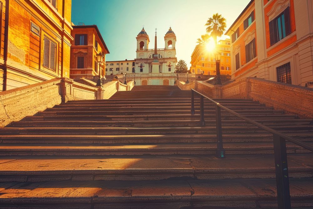 Piazza di Spagna in Rome architecture staircase cityscape.