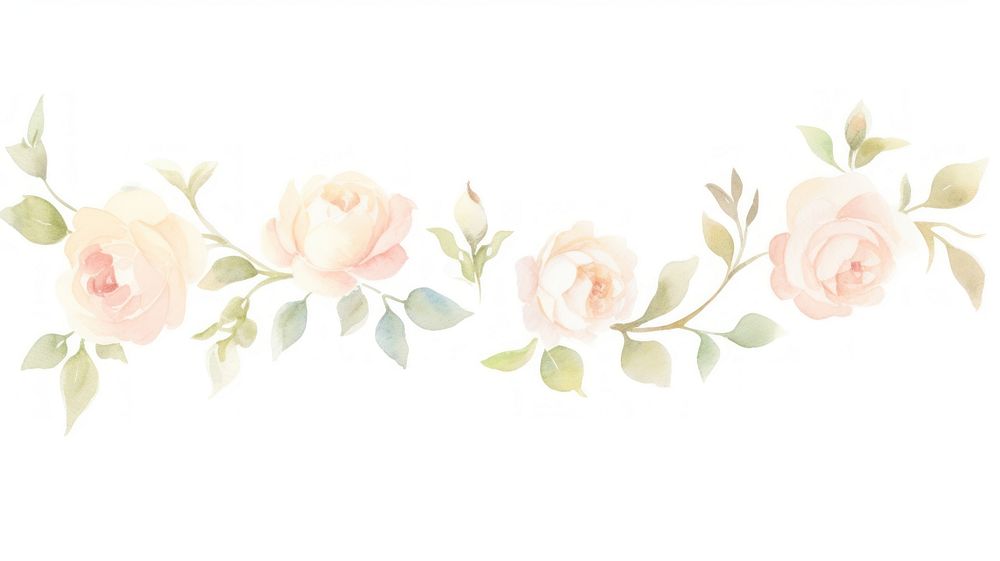 Roses as divider watercolor graphics pattern blossom.