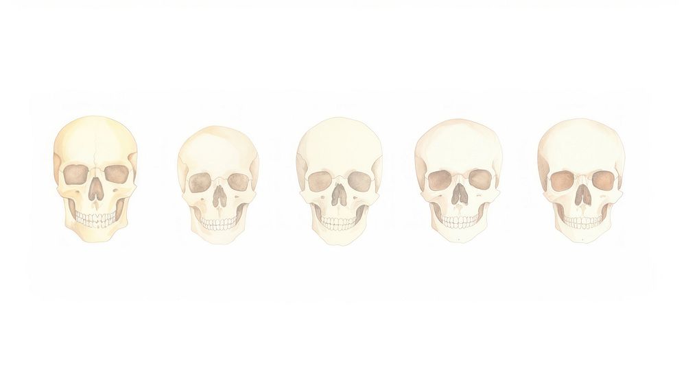 Skeletons as divider watercolor person human mouth.