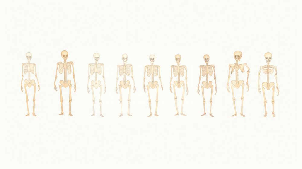 Skeletons as divider watercolor illustrated drawing person.