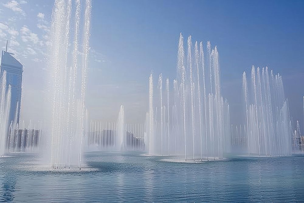 Singing fountains in Dubai architecture water city.
