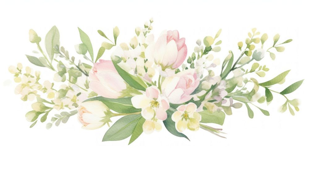 Spring bouquet as divider watercolor graphics pattern blossom.