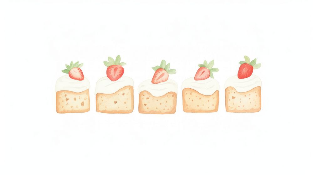 Strawberry shortcakes as divider watercolor cracker produce ketchup.