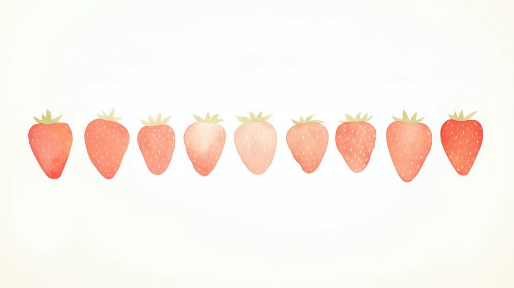 Strawberries as divider watercolor strawberry produce fruit.