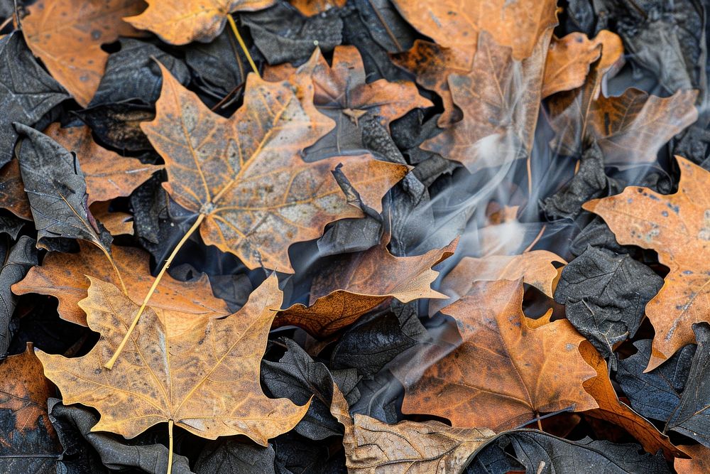 Burning Leaves smoke plant maple leaf.