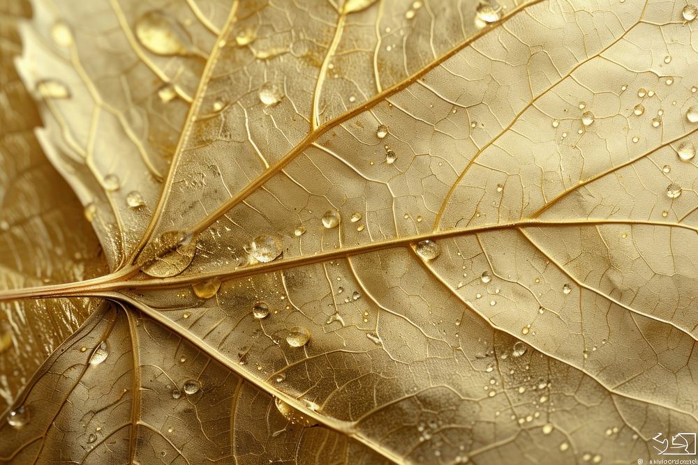Gold jewelry texture plant leaf.