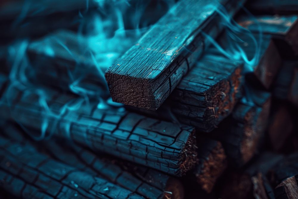 Wood-Burning Stove smoke blue.
