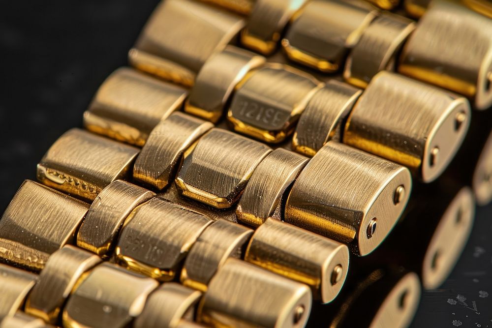 Gold watch strap ammunition weaponry bullet.