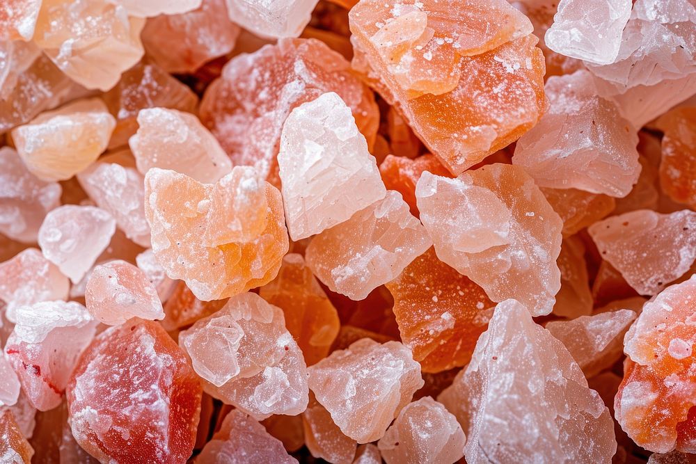 Pink himalayan salt confectionery mineral crystal.