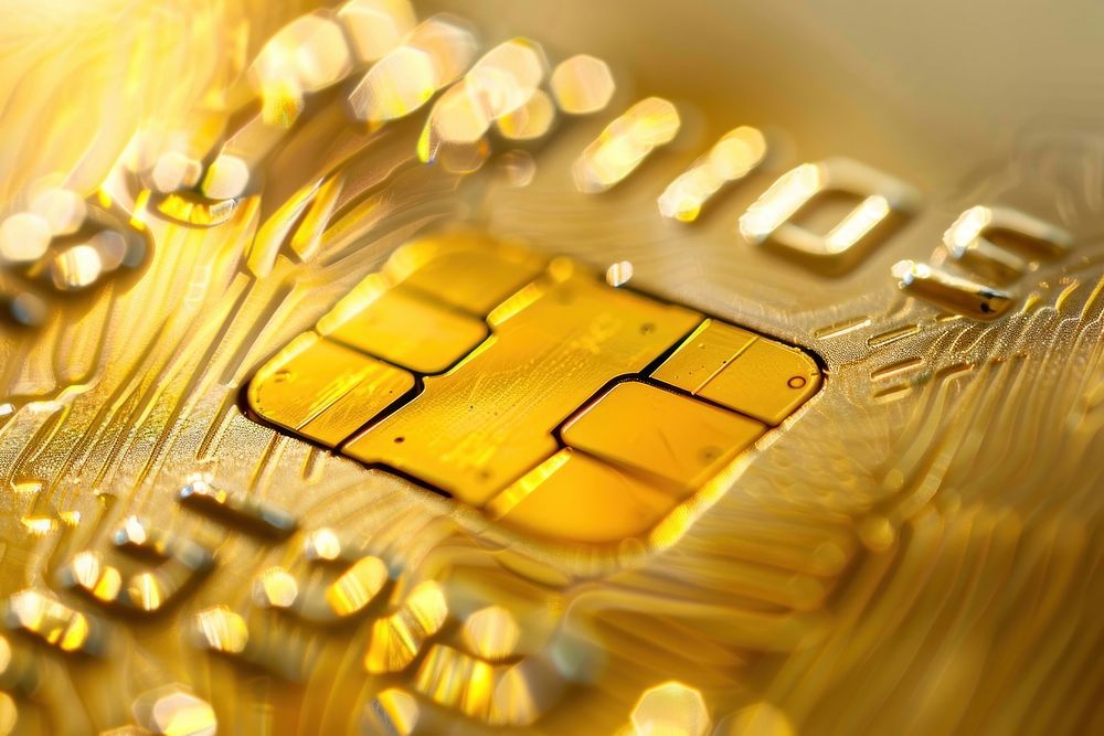 Gold credit card electronics medication hardware.