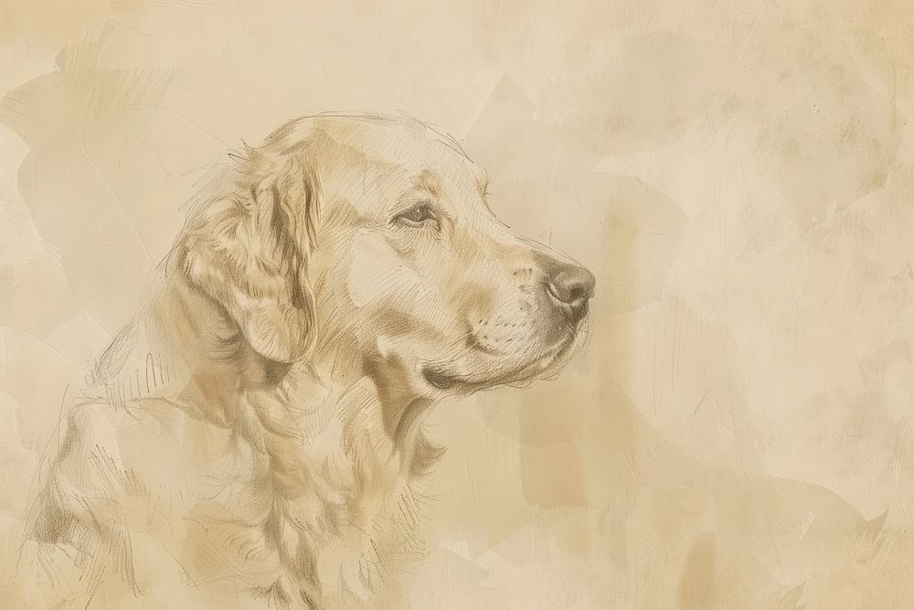 Golden retriever painting illustrated drawing.