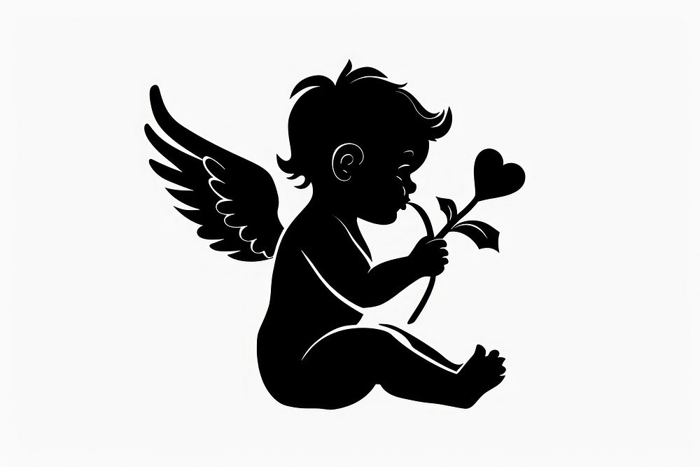 Baby cupid silhouette stencil person.