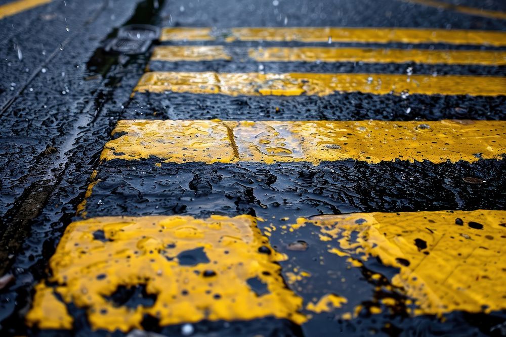 Black and yellow Tape asphalt tarmac street.