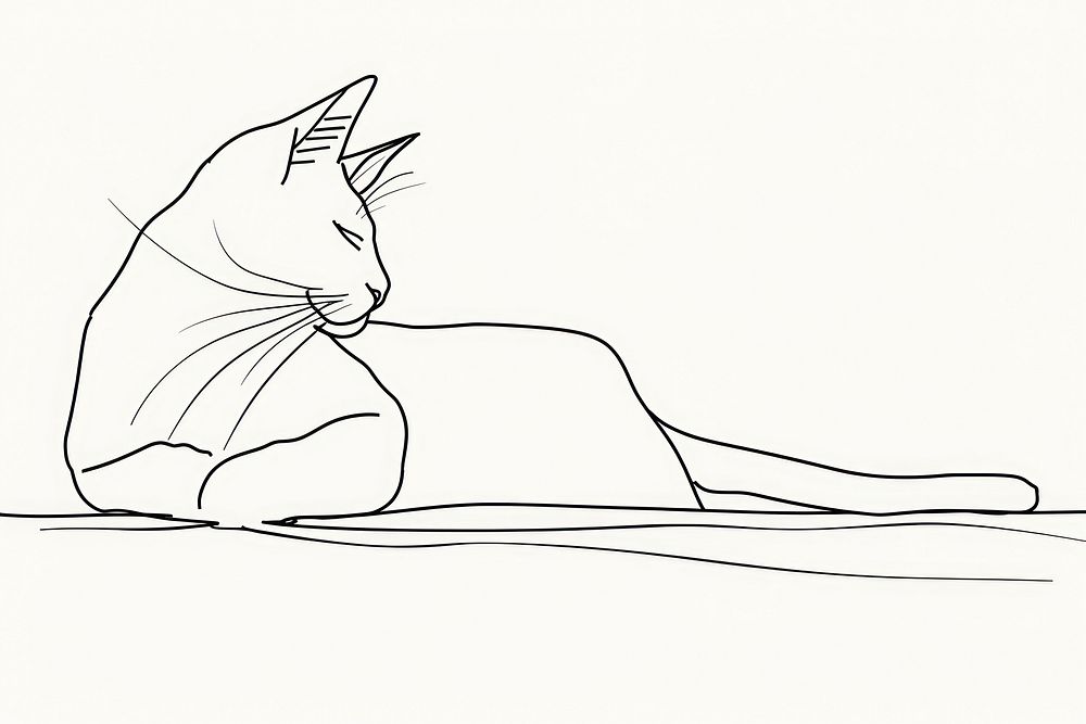Continuous line drawing stupid cat art illustrated sketch.