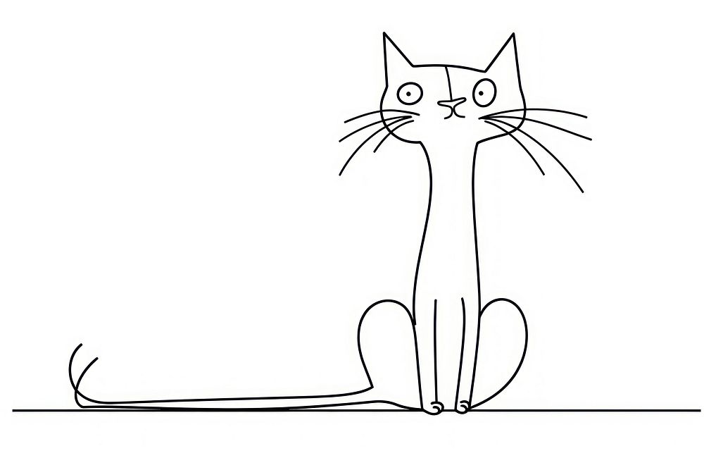 Continuous line drawing stupid cat art illustrated kangaroo.