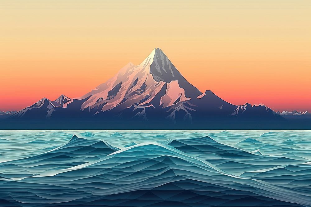 Moutain and sea gradient background landscape panoramic outdoors.