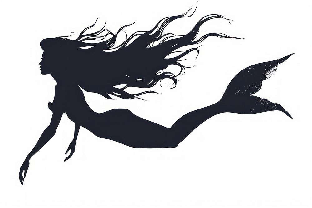 Female mermaid silhouette kangaroo stencil.