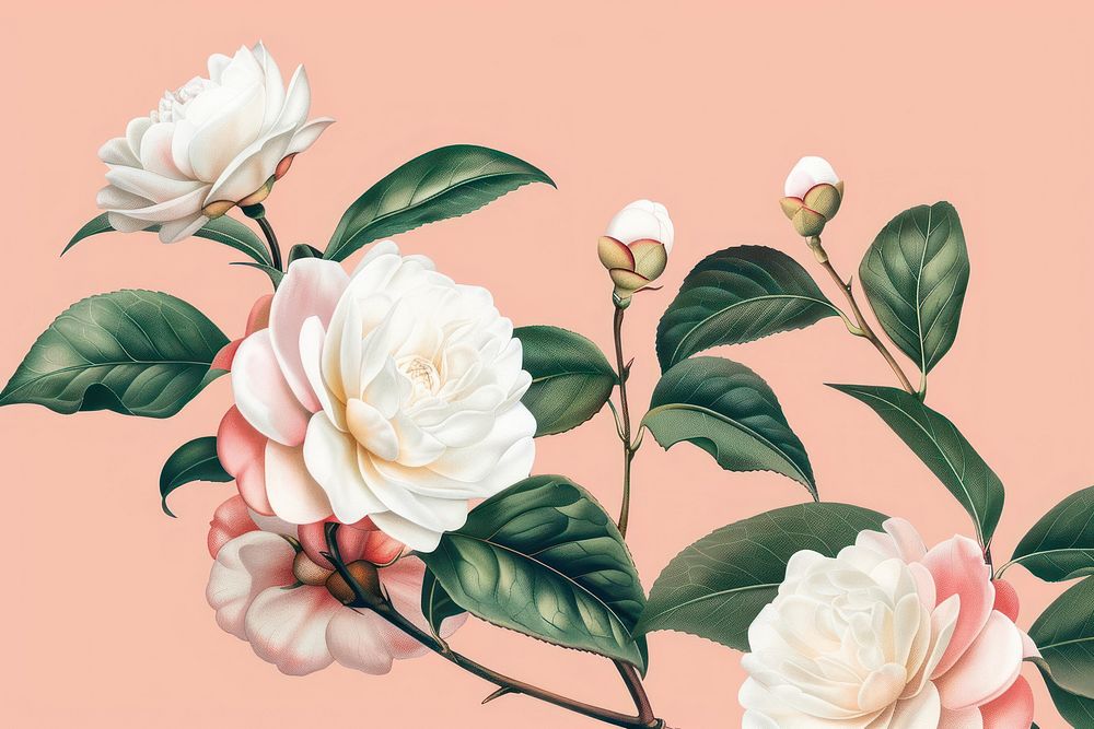Camellia flowers art graphics painting.