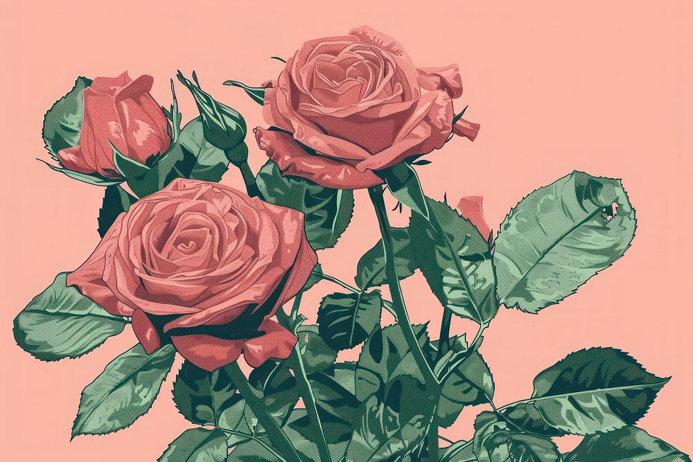 Rose flowers art graphics painting.