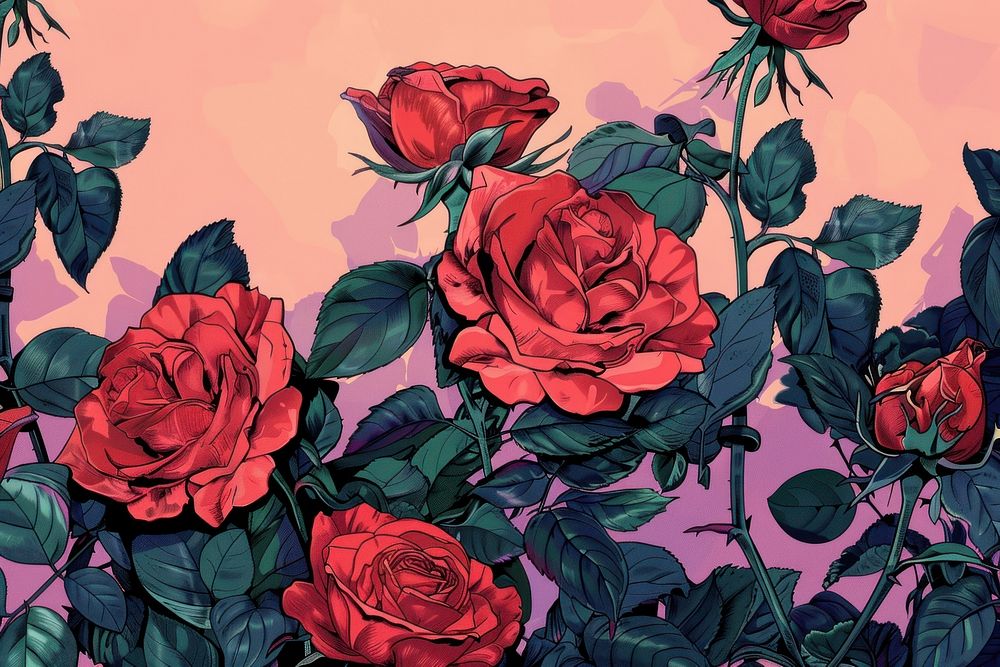 Rose flowers art graphics painting.