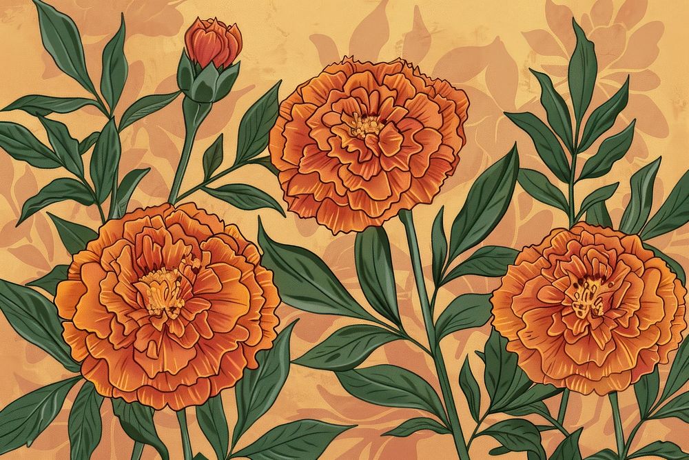 Marigold flowers art graphics blossom.