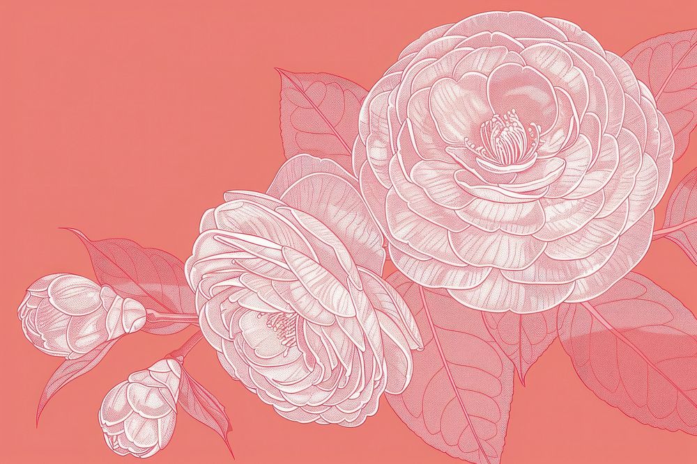 Camellia flowers art illustrated graphics.