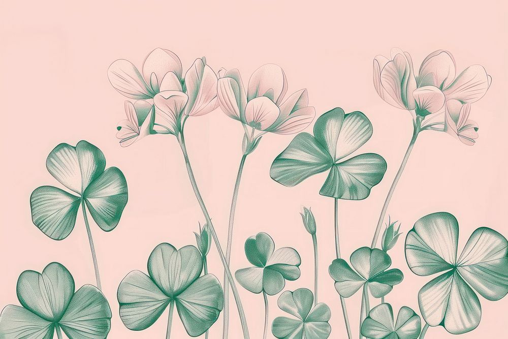 Clover flowers art illustrated graphics.