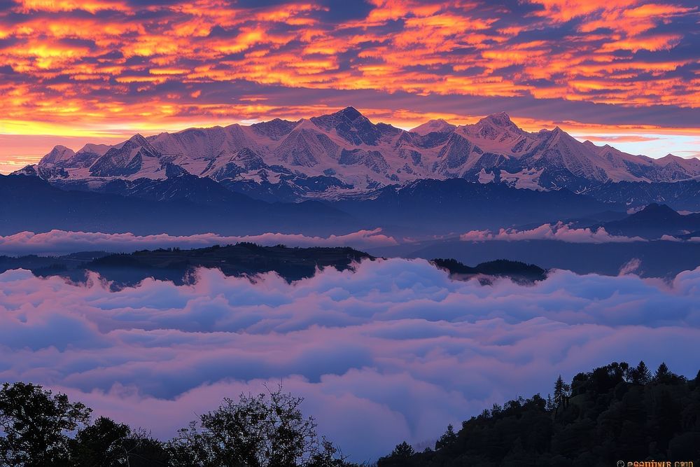 Mont Blanc landscape panoramic mountain.