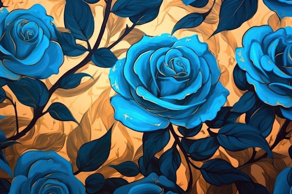 Blue rose flowers painting graphics blossom.