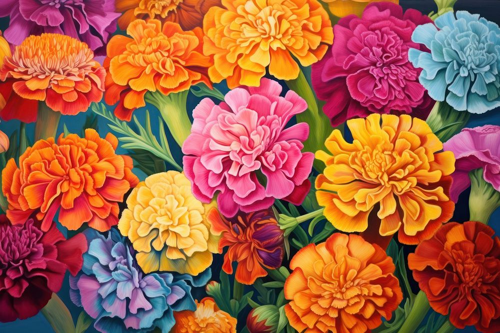 Rainbow marigold flowers asteraceae carnation | Free Photo Illustration ...