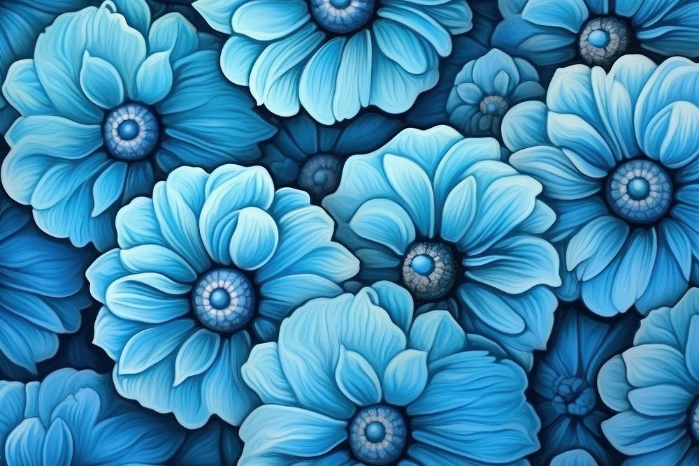 Blue dahlia flowers pattern.