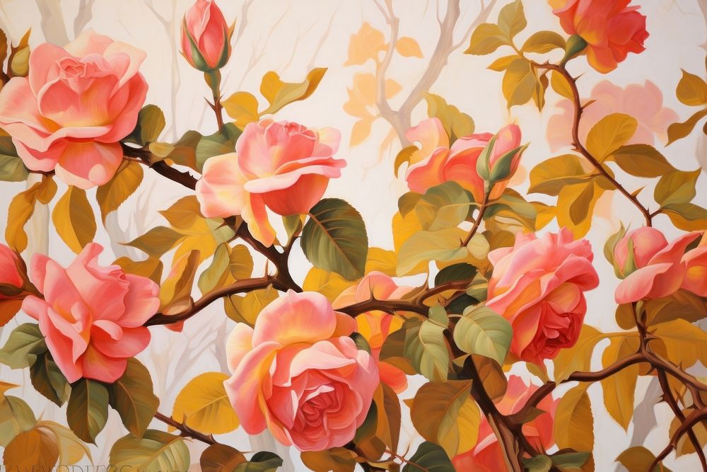 Roses painting graphics blossom.