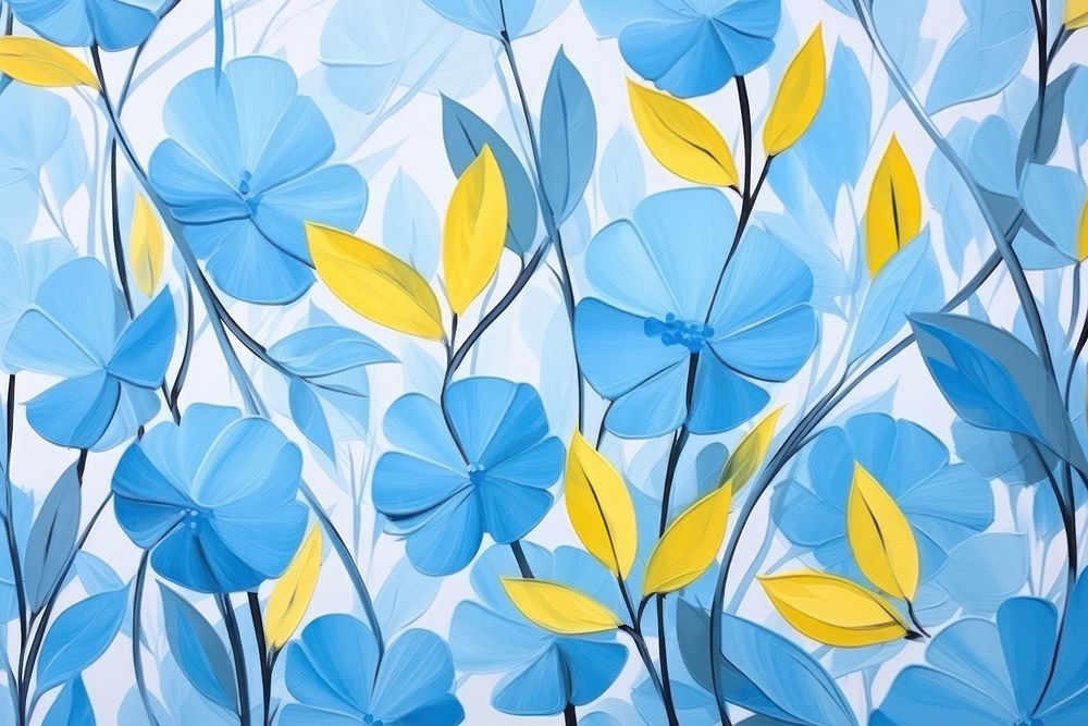 Blue lily flowers painting graphics outdoors.