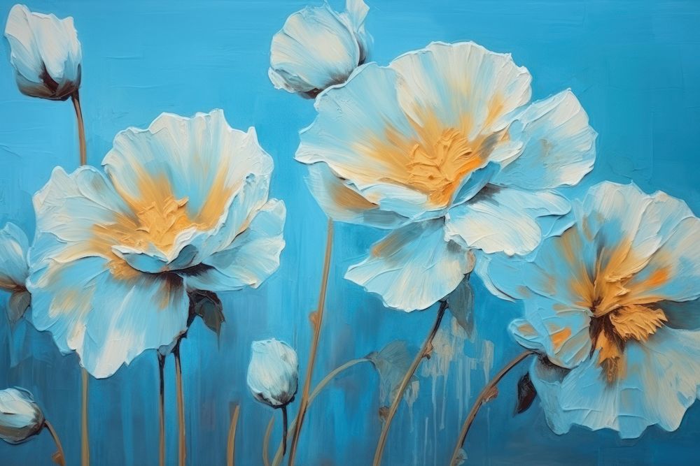 Blue poppy flowers painting accessories accessory.