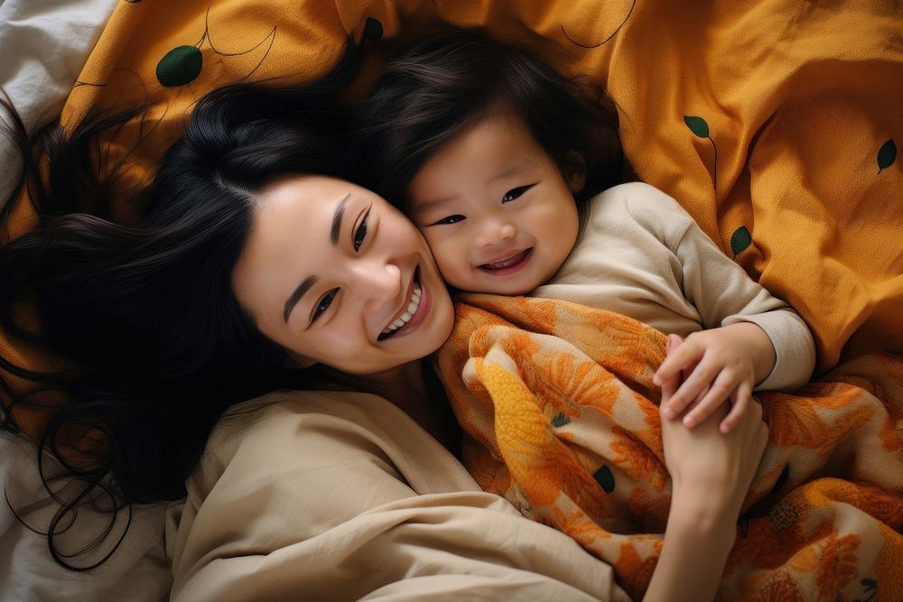 Happy japanese mom and baby photo photography portrait.