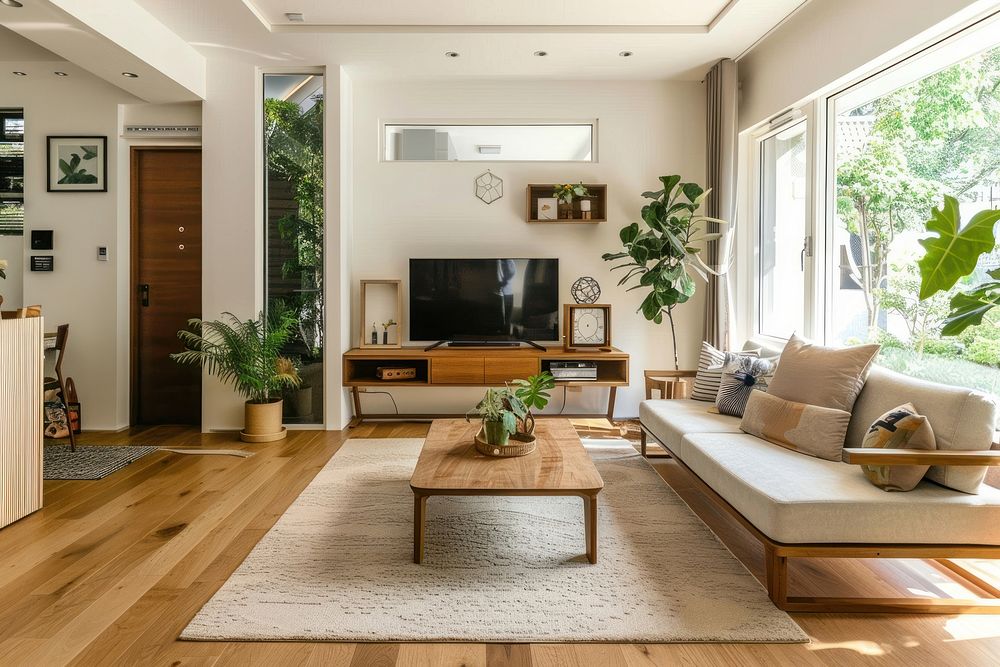 Minimal style living room floor architecture electronics.