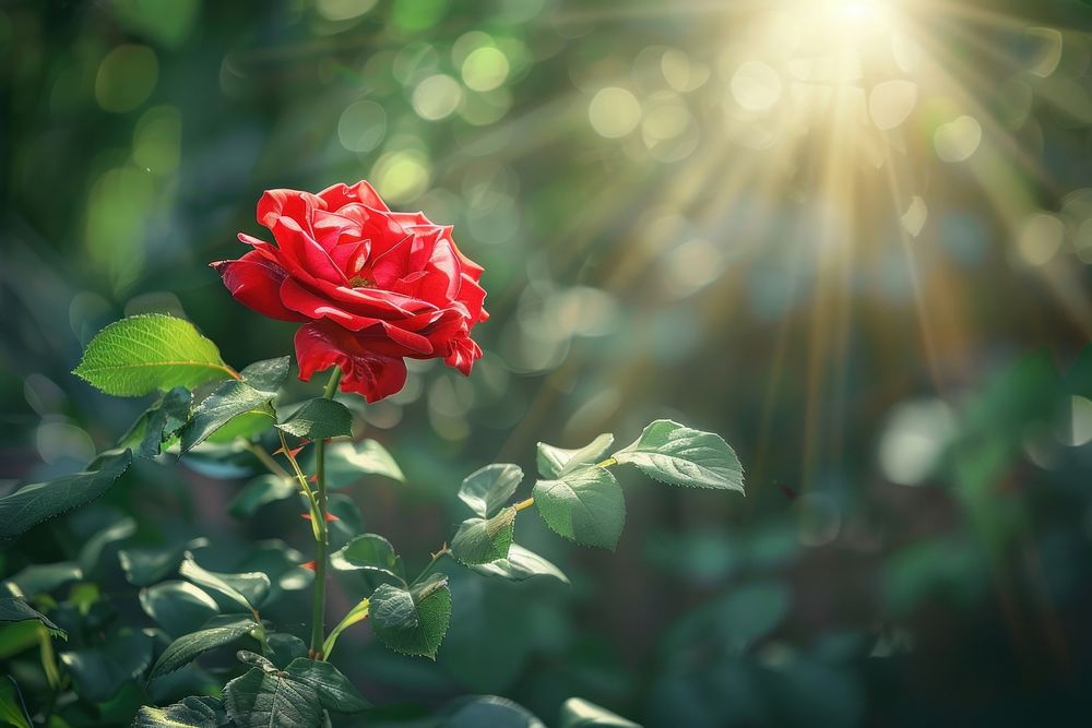 Red rose sunlight outdoors blossom.