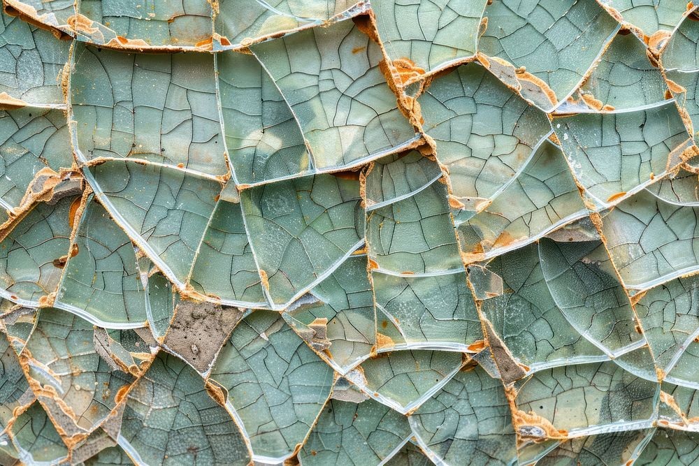 Broken glass corrosion plant leaf.