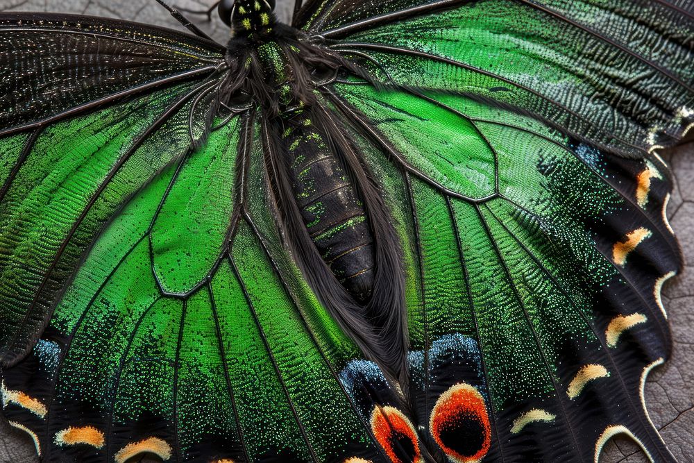 Green Birdwing Butterfly wing butterfly invertebrate animal.
