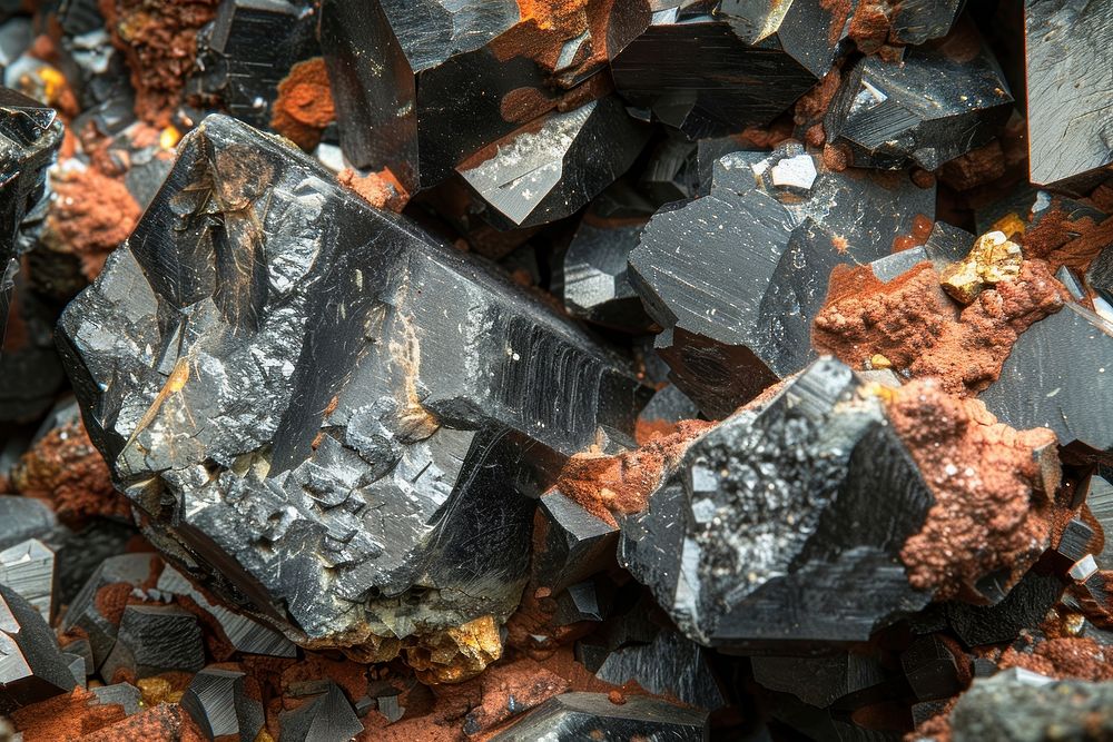 Hematite Crystal anthracite mineral rock.