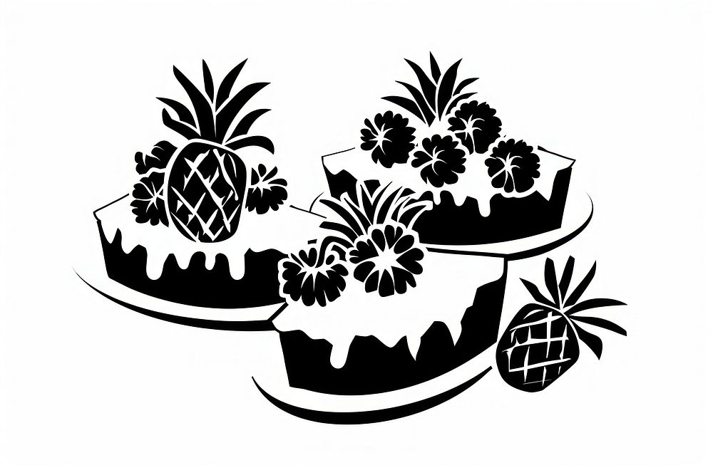 Pineapple upside-down Cake cake art graphics.