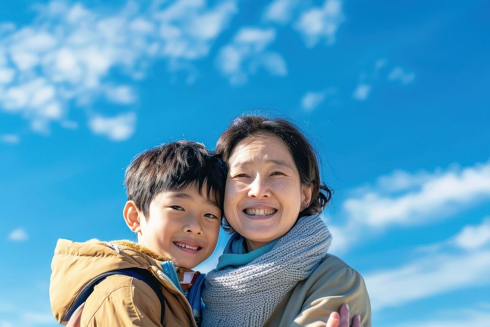 Korean Mother and Son Posing happy photography clothing.