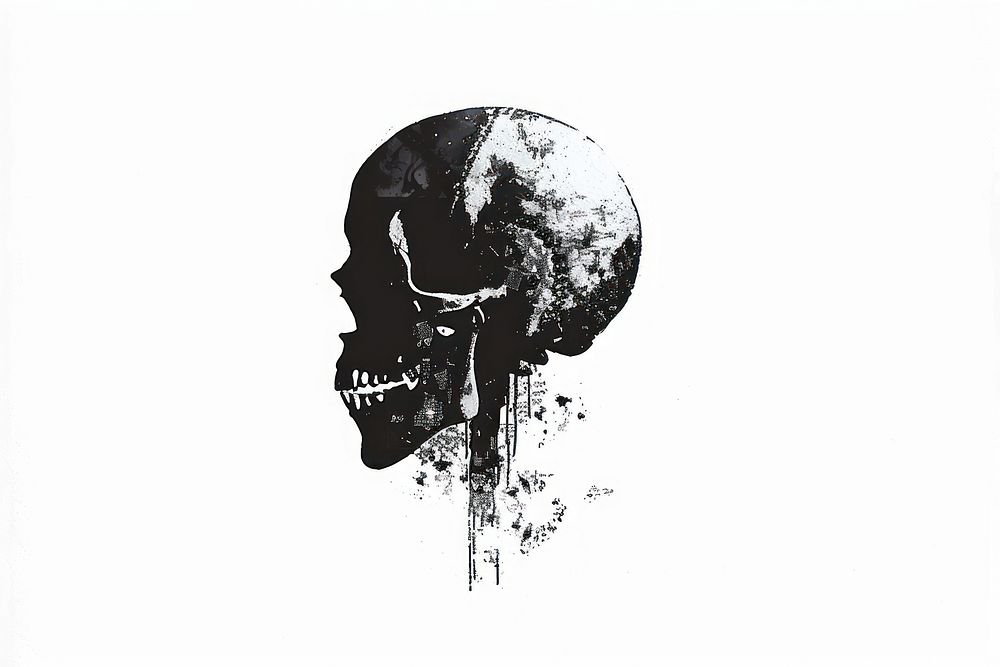 Skeleton head silhouette art illustrated.