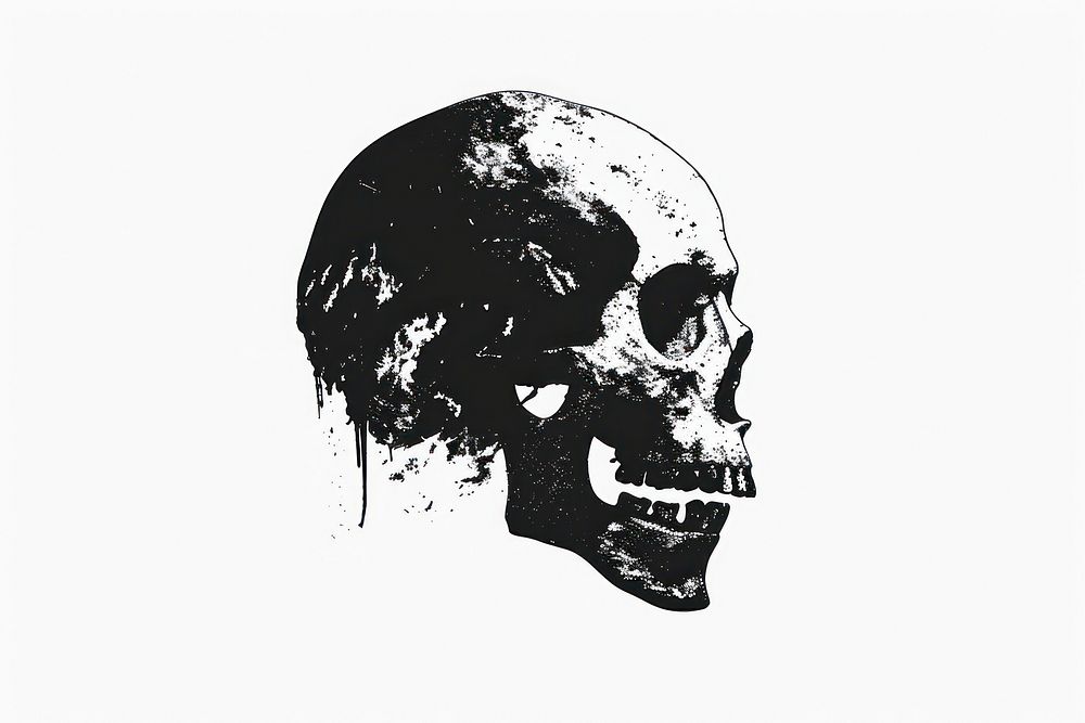 Skeleton head stencil person human.